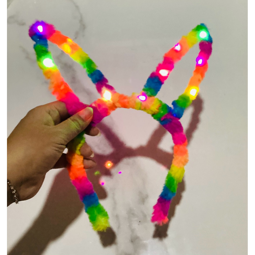 Bando bulu telinga Led,bando bulu telinga kelap kelip free baterai