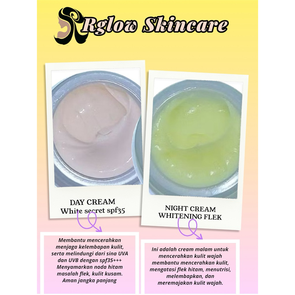 BUNDLING DAY CREAM & NIGHT CREAM FLEK WHITENING  Rglow Skincare