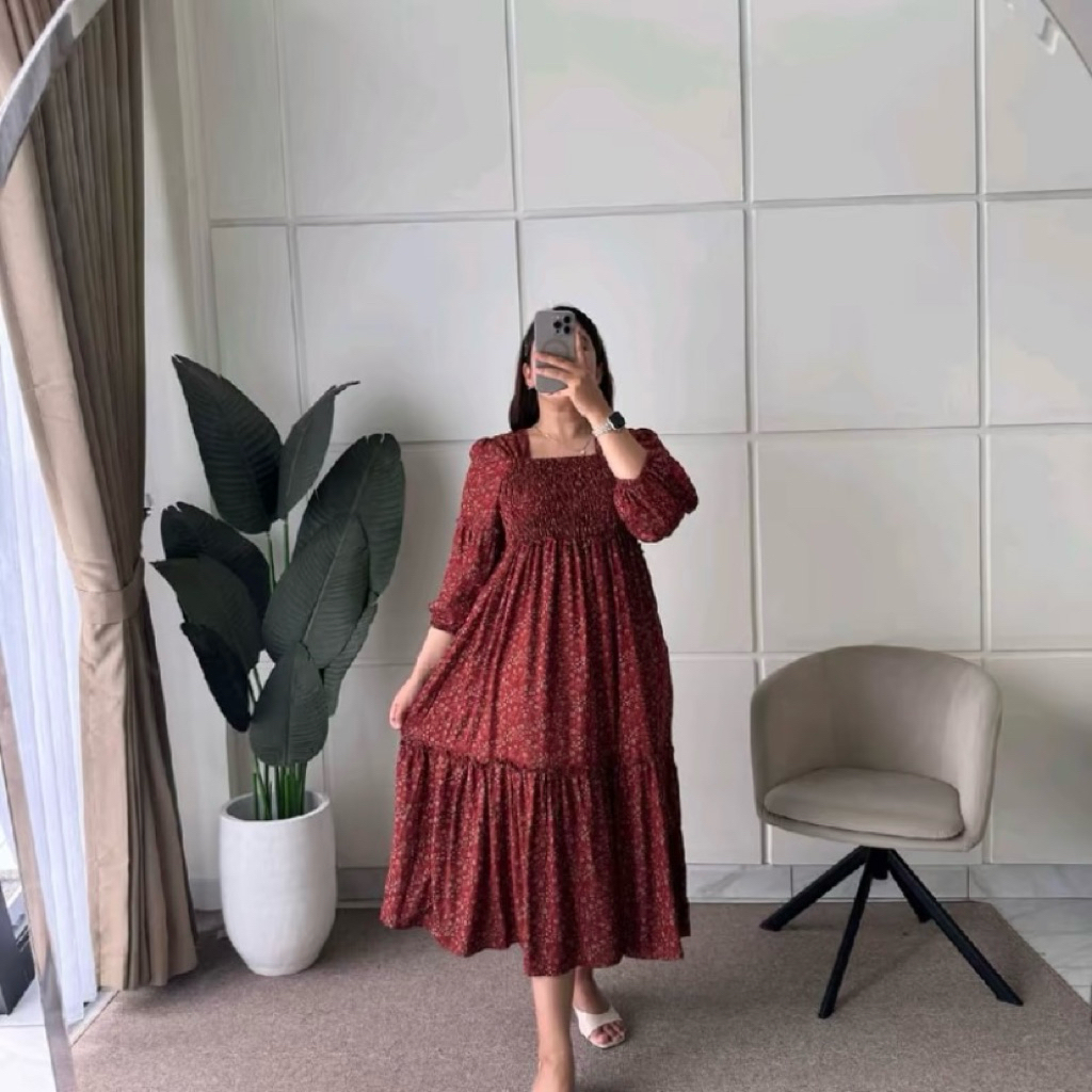 DRESS SABRINA RAYON WANITA JUMBO SMOKE TERBARU