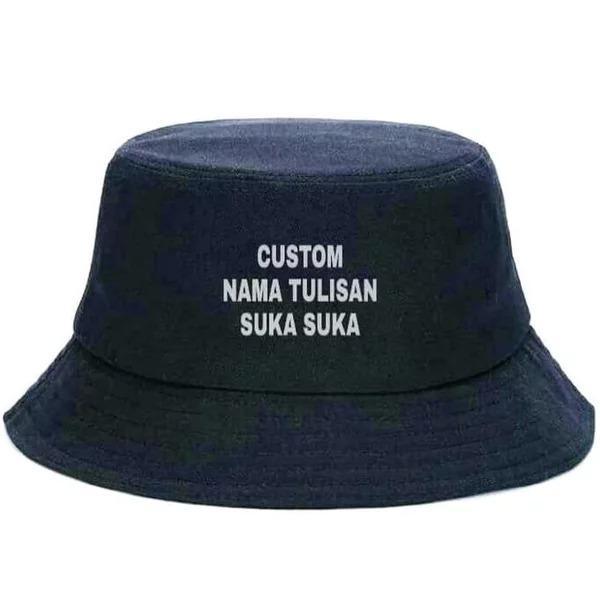 Topi Bucket Hat Cap Distro NAMA TULISAN GAMBAR LOGO SABLON BEBAS FOTO SATUAN souvenir oleh suvenir p