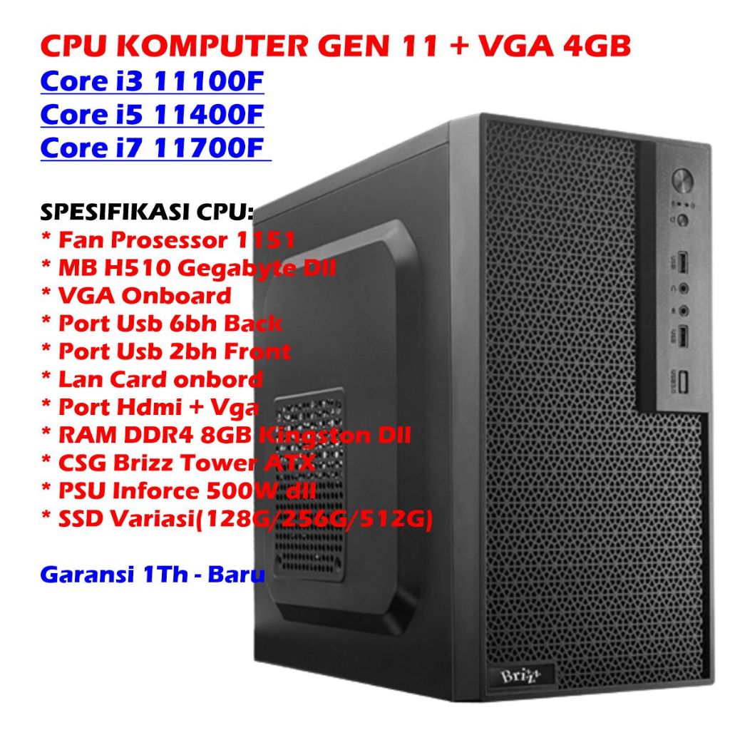 CPU KOMPUTER INTEL GEN 11 CORE I5 11400F  - CPU KOMPUTER INTEL GEN 11 CORE I5 11400F CPU CORE I5-114