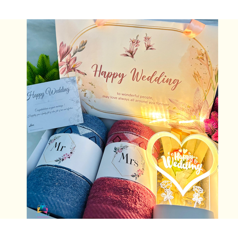 Hampers Handuk Couple/ Hampers Wedding  Led Lamp /Kado Pernikahan / Handuk  Couple /Kado Nikah