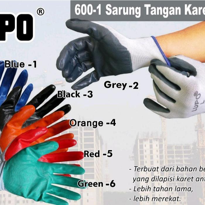 3 Pasang Sarung Tangan Karet  Anti Slip Tebal Kerja Safety Keamanan  Tangan Glove LUPO