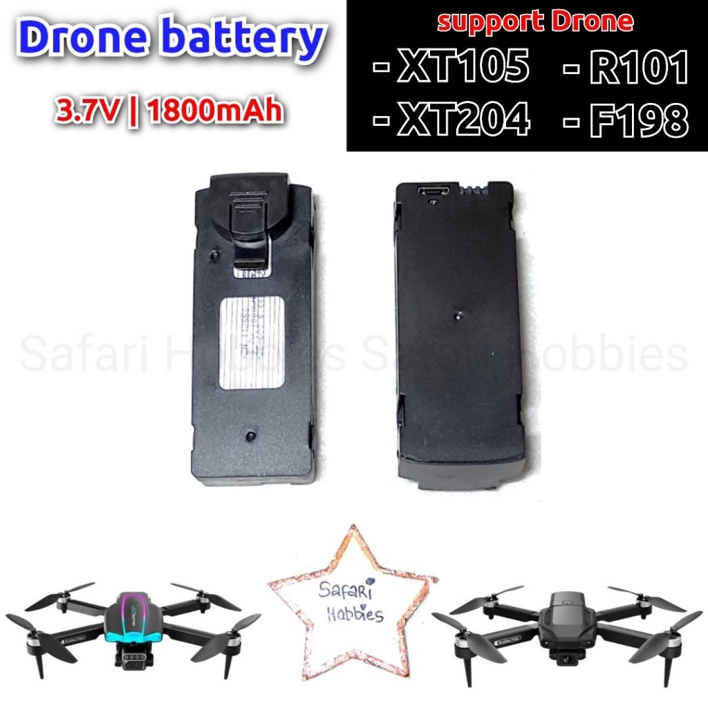 Baterai Drone XT105 / XT204 / R101 / F198 Lipo 1800mAh 3.7V (Brushless battery)