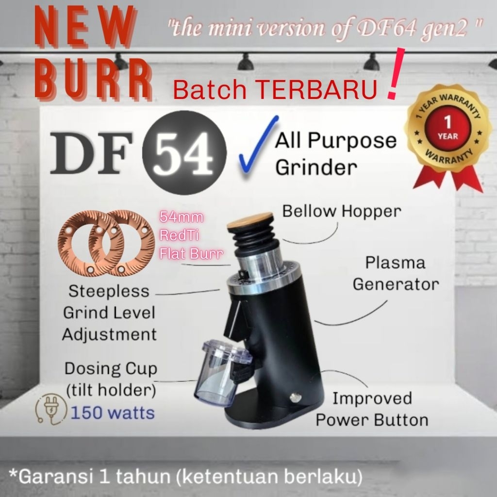 Grinder Kopi DF54 RedTi burr all purpose Best Seller
