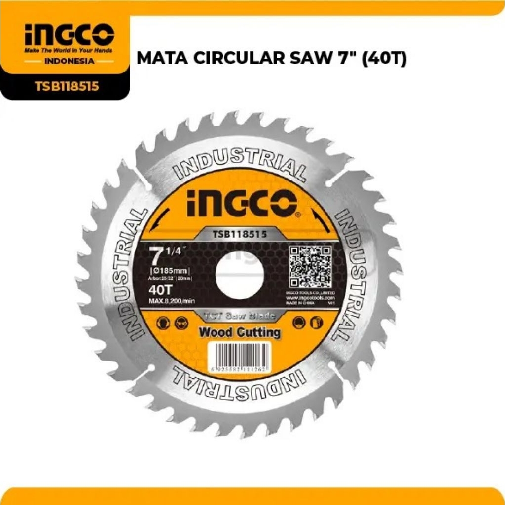 TCT SAW BLADE / MATA CIRCULAR SAW 40T (7 ¼ / 185MM )