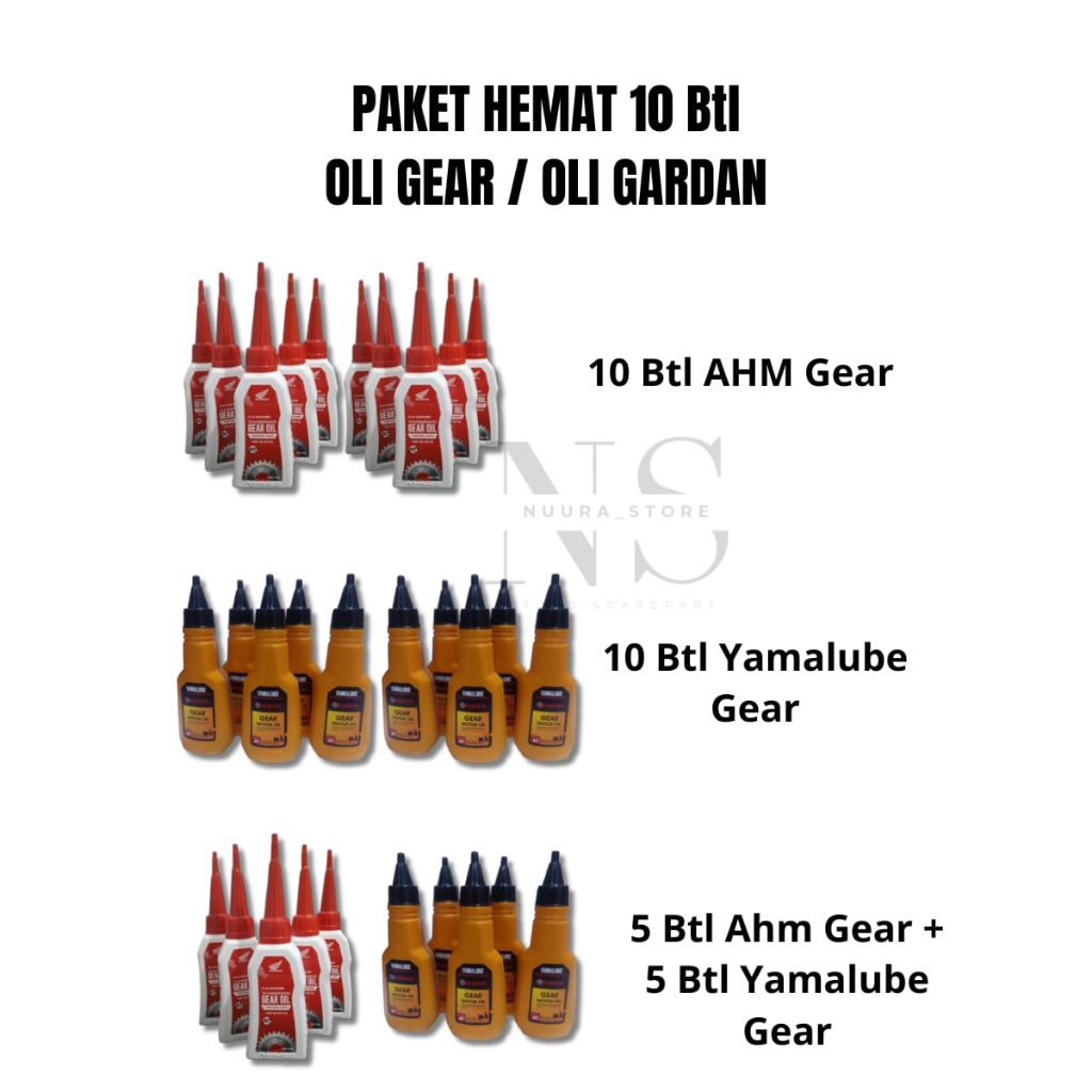 Oli Gardan / Oli Gear Motor Matic Paket Hemat 10 Botol AHM + Yamalube, Mio, Vario, Beat, Scoopy