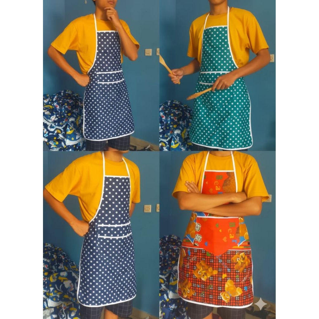 Celemek Kain Hijau Merah Coklat Navy Polkadot Harga Grosir Motif Terbaru