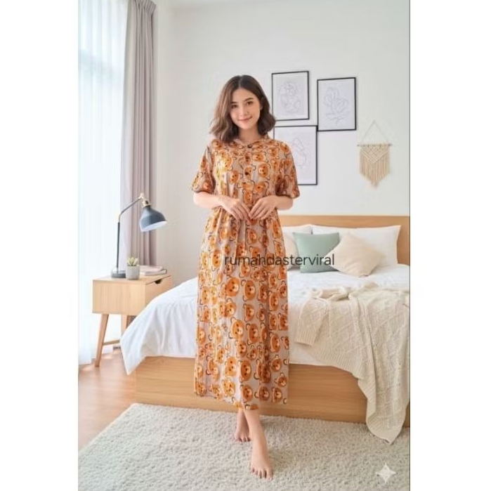 Daster kerah Shanghai panjang