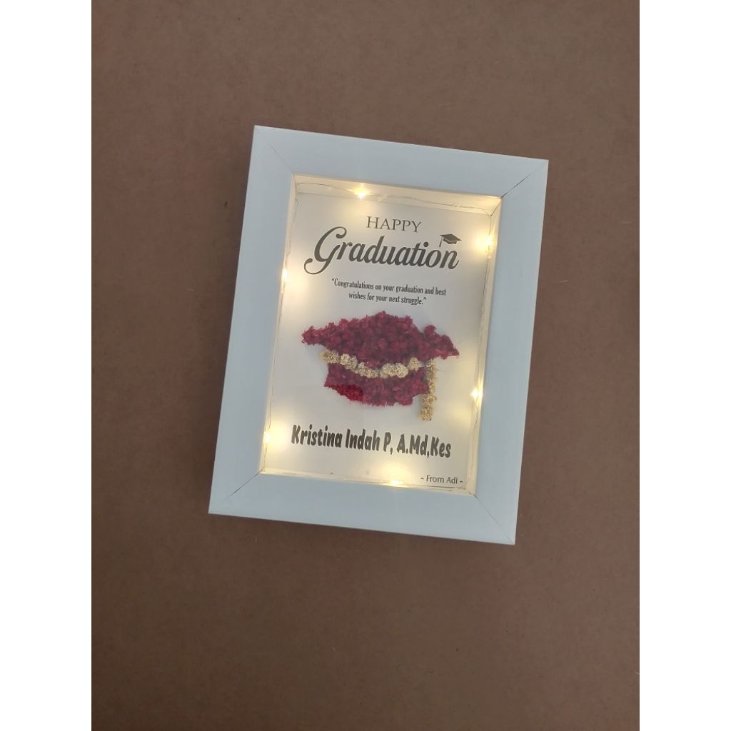 Frame 3D Custom Foto & Tulisan | Kado Wisuda Unik Lampu