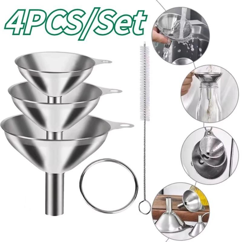Corong Stenlis Steel Corong Minyak Stainless 3pcs Set Corong Stainless Multifungsi Corong Steel
