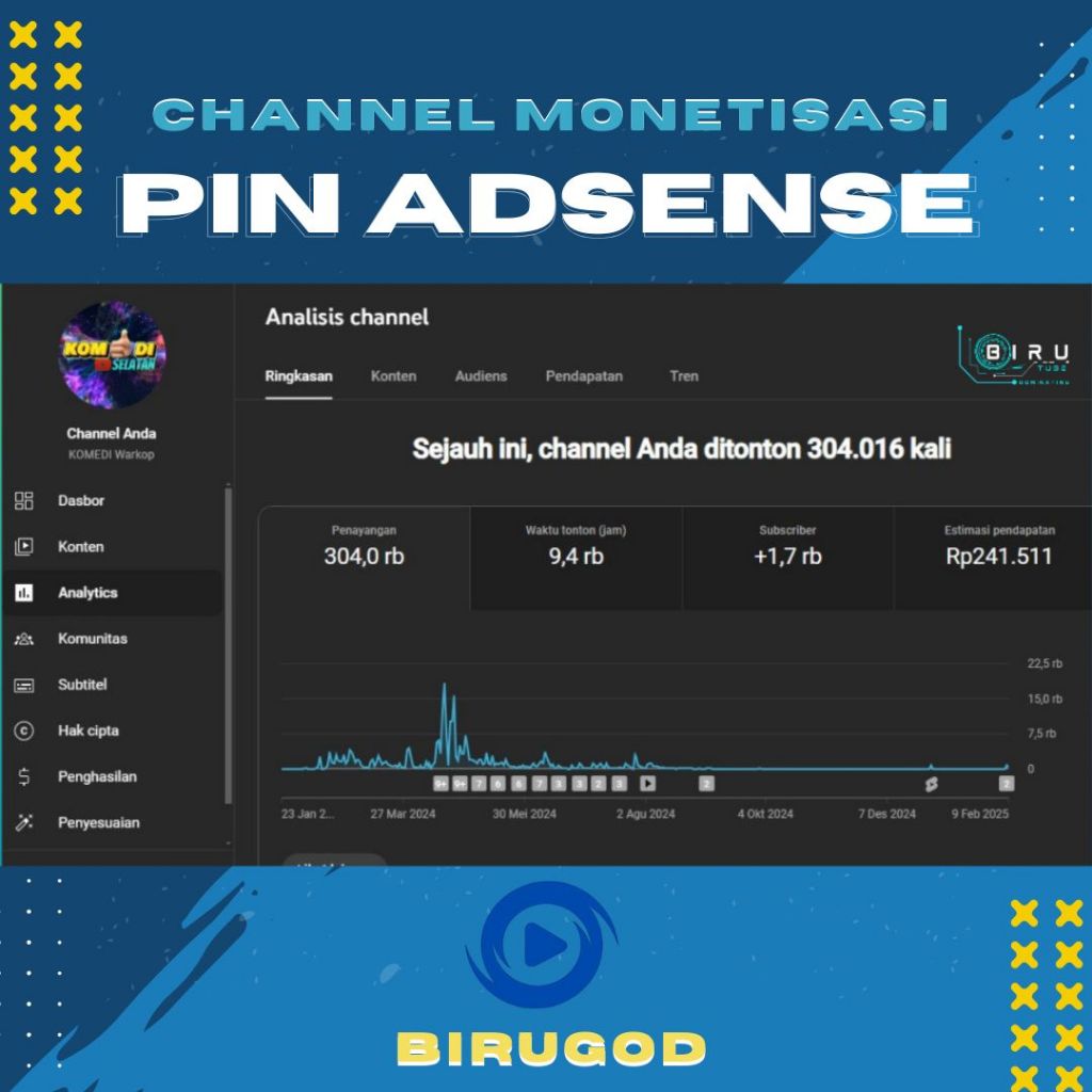 CHANNEL YOUTUBE MONETISASI + PIN ADSENSE
