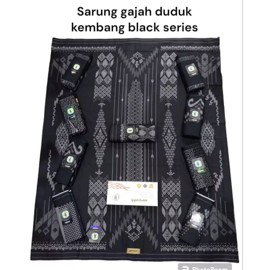 SARUNG GAJAH DUDUK ASIA KEMBANG BLACK SERIES KHUSUS HITAM
