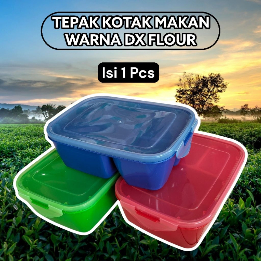 Tepak kotak bekal makan plastik warna DX flour / Lunch box happy / ompreng