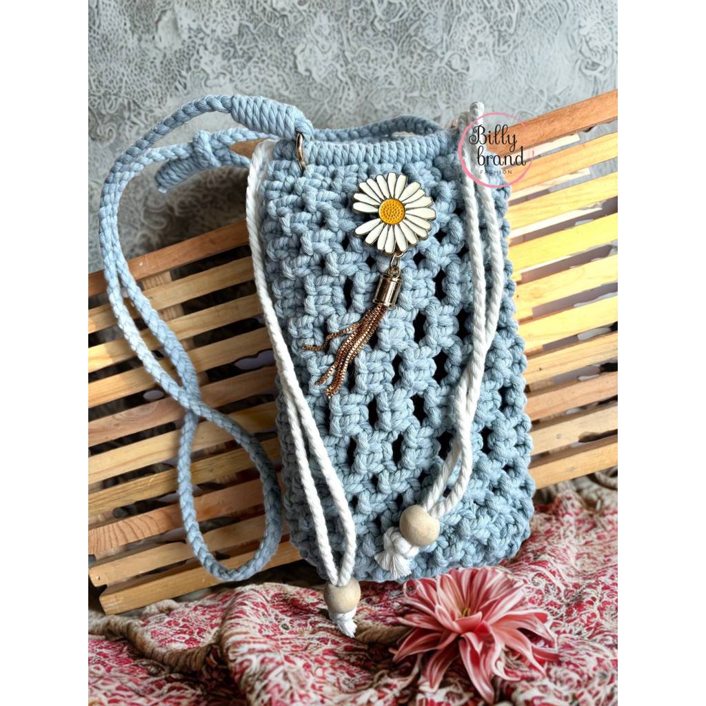 XABELLA Macrame Handmade Tas HP Tas Rajut Selempang Dompet HP Tas Serut Terbaru Kekinian Aesthetic