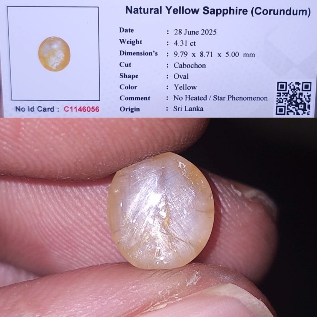 natural yellow sapphire star ceylon yakut kuning safir srilanka no treatment