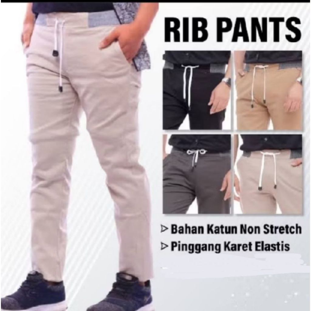CELANA PANJANG  PRIA CHINOS  DEWASA RIB PINGGANG KOLOR
