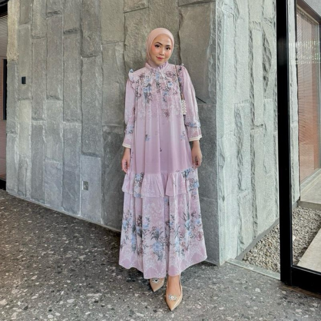 Zeta Baju Muslim Ceruty Printing Wanita Gamis Maxi Dress Syari  Mewah Remaja Kondangan Lebaran Midi