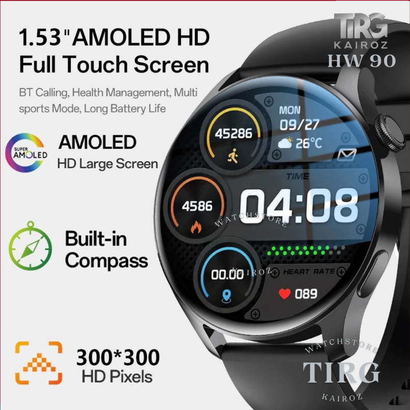 TRG Smartwatch HW90 Full Touch Monitor Kesehatan  Detak Jantung Tekanan Darah Langkah Tahan Air IP67