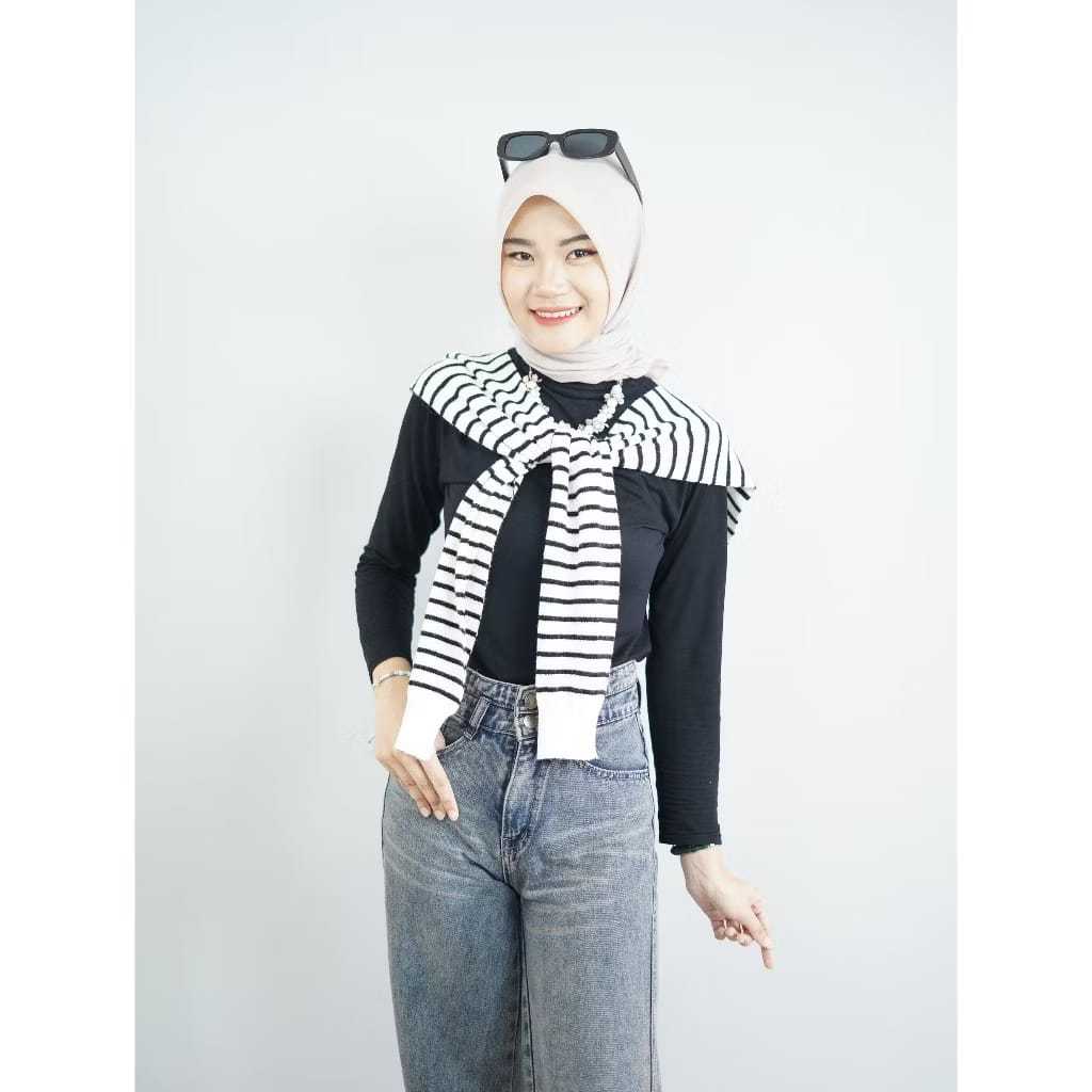 SYAL RAJUT STRIPE BAHU PREMIUM / SYAL LEMBUT / AKSESORIS BAJU WANITA / SYAL WANITA KOREAN STYLE