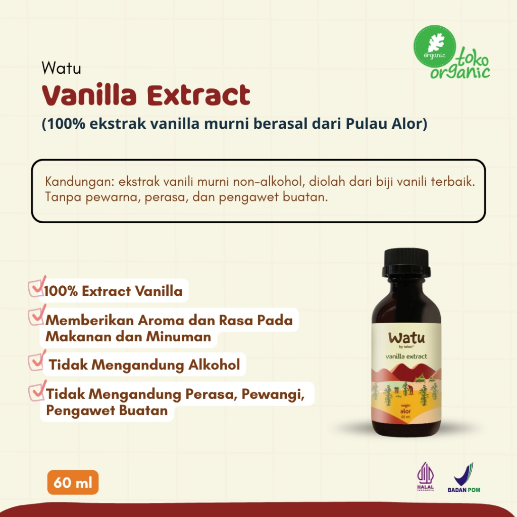 Watu Vanilla Extract Alor (60ml) | Vanilla Extract - Vanilla Ekstrak Asli Alor , Vanilli Ekstak, Van