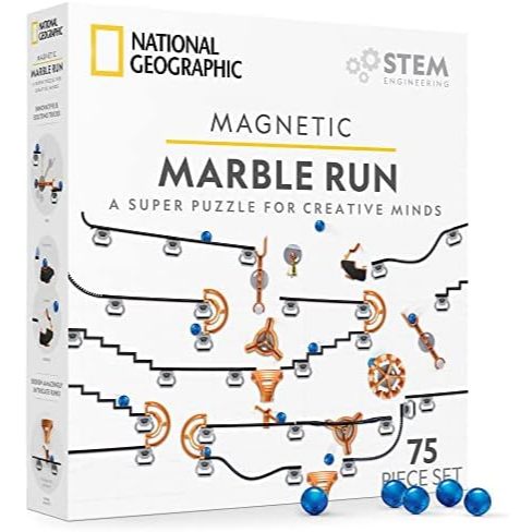 National Geographic Magnetic Marble Run - 75-Piece STEM Building Set for Kids