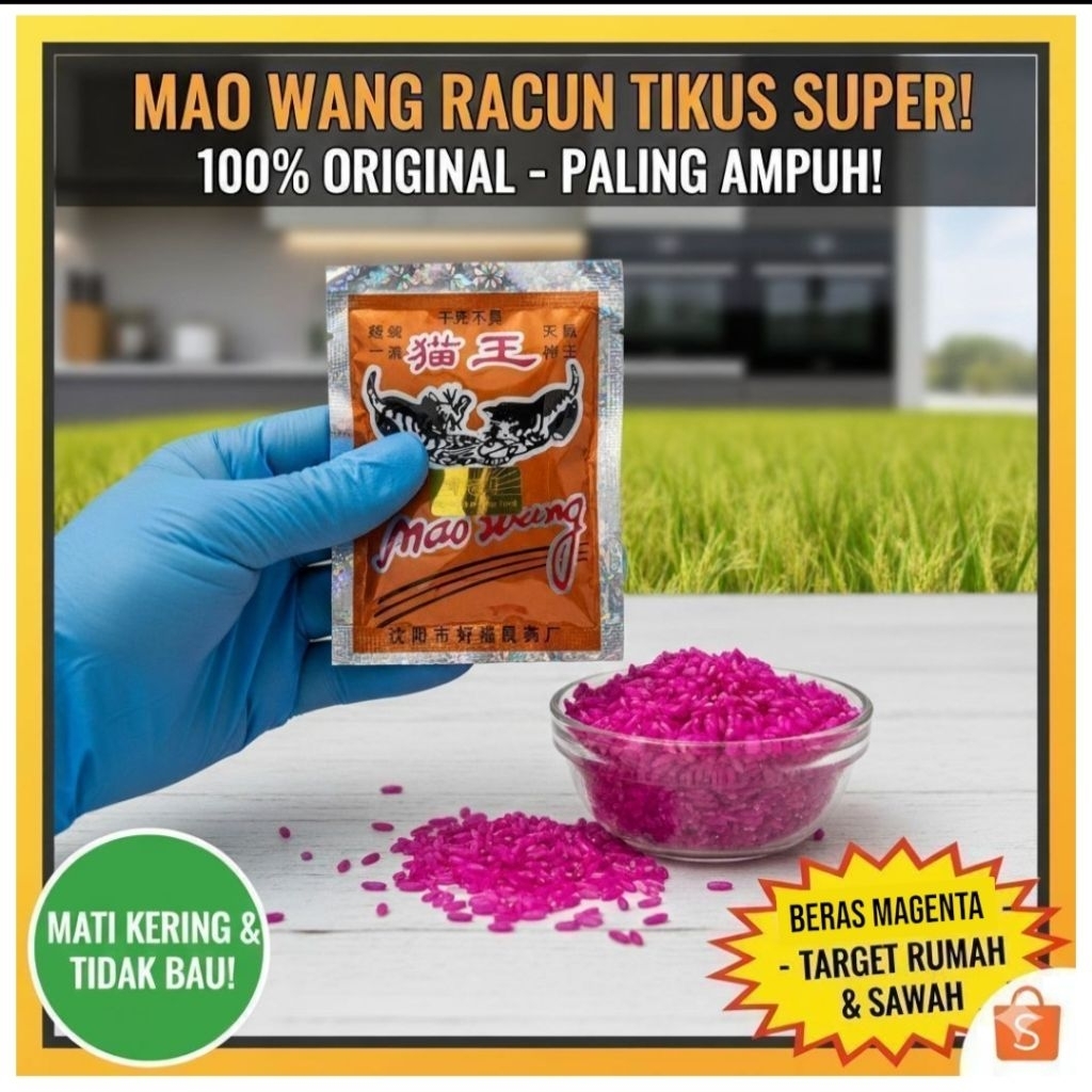 RACUN TIKUS Beras Merah MAO WANG Import Pembasmi Hama Rumah Sawah Kering