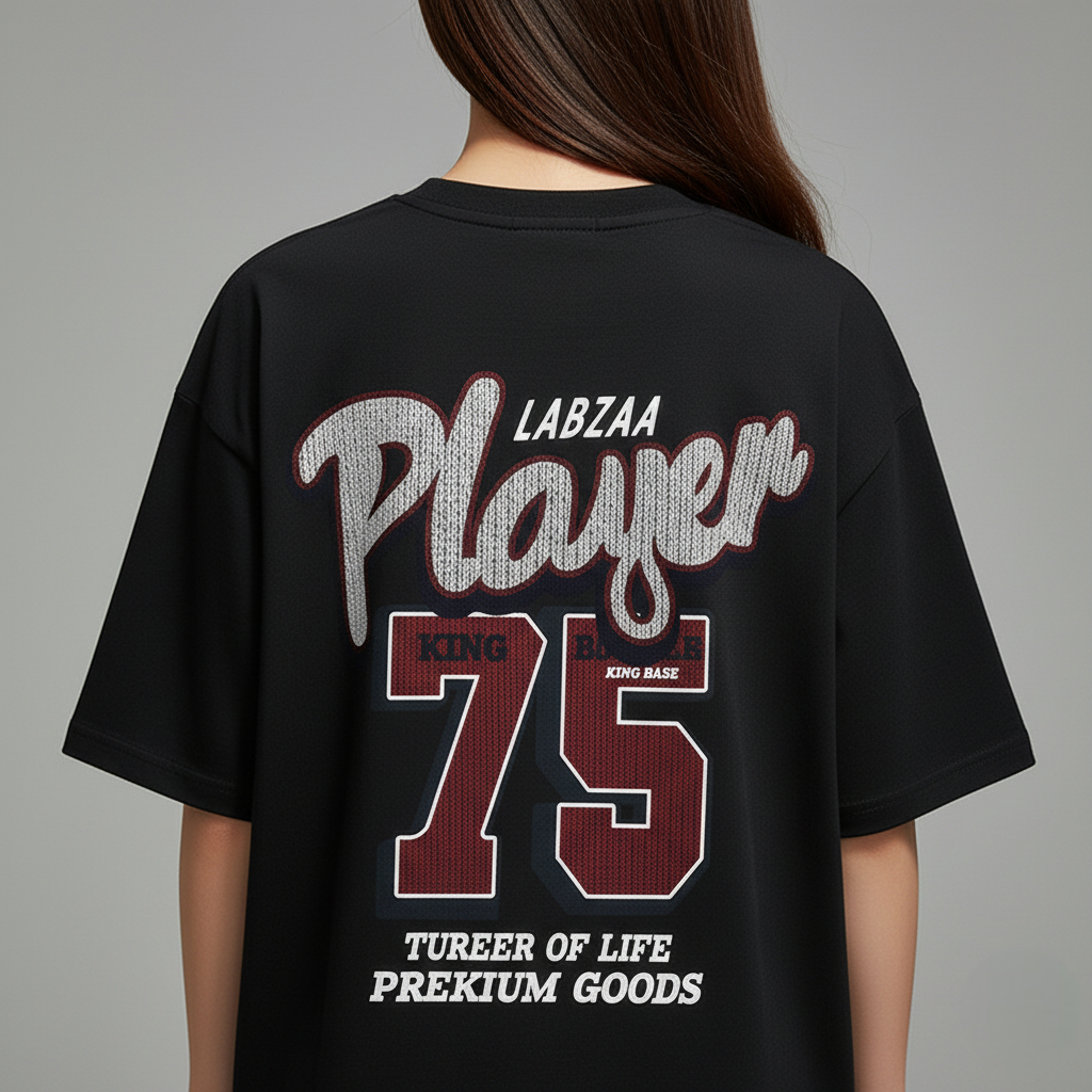 Kaos Oversize Wanita PLAYER 75 (LD 110, P 65)