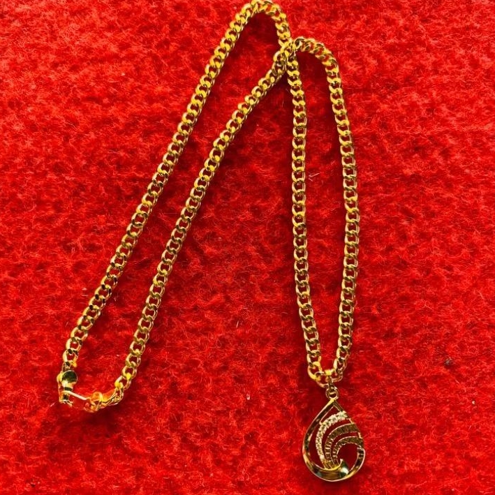 KALUNG RANTAI TITANIUM TEMBAGA LAPIS EMAS24K MURNI PREMIUM SUDA FREE NOTA PERHIASAN