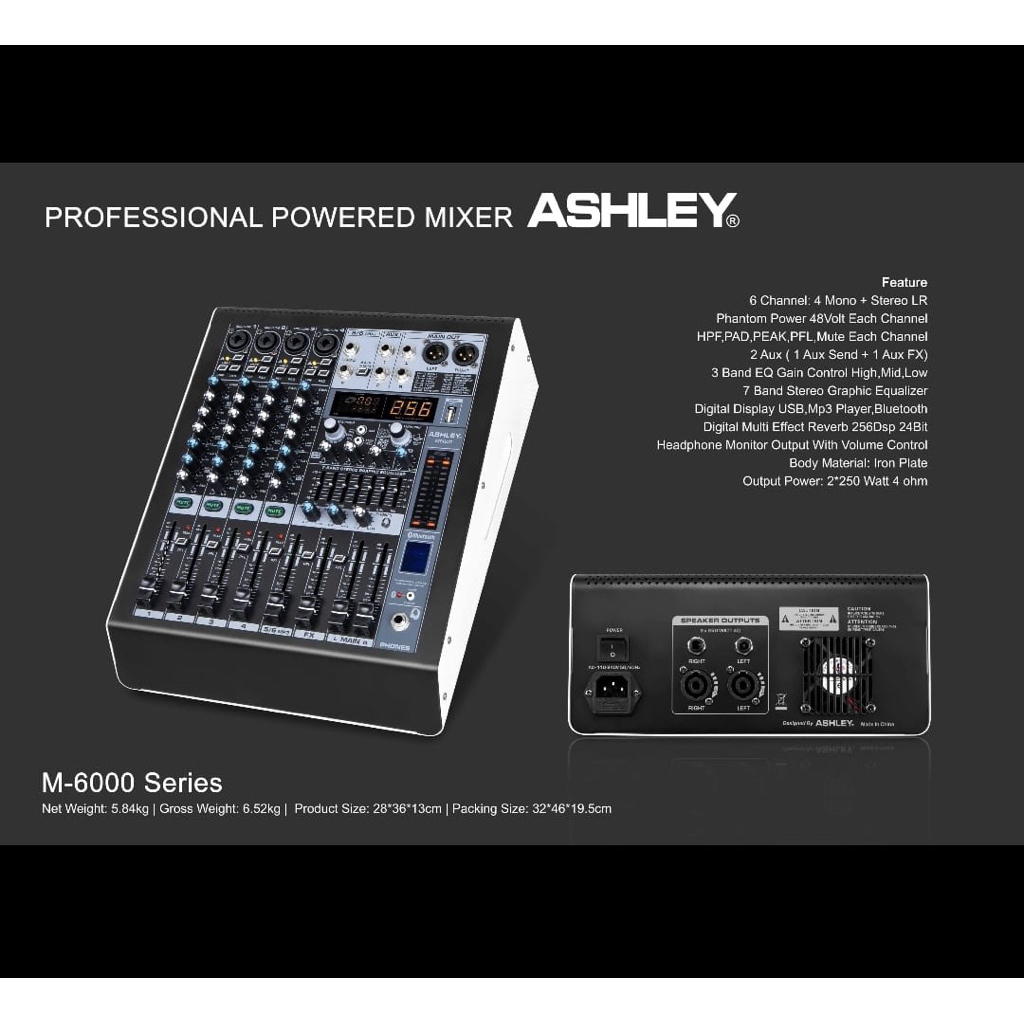 Power mixer ashley m6000 m 6000 4CH usb bluetooth original ( NEW Version )