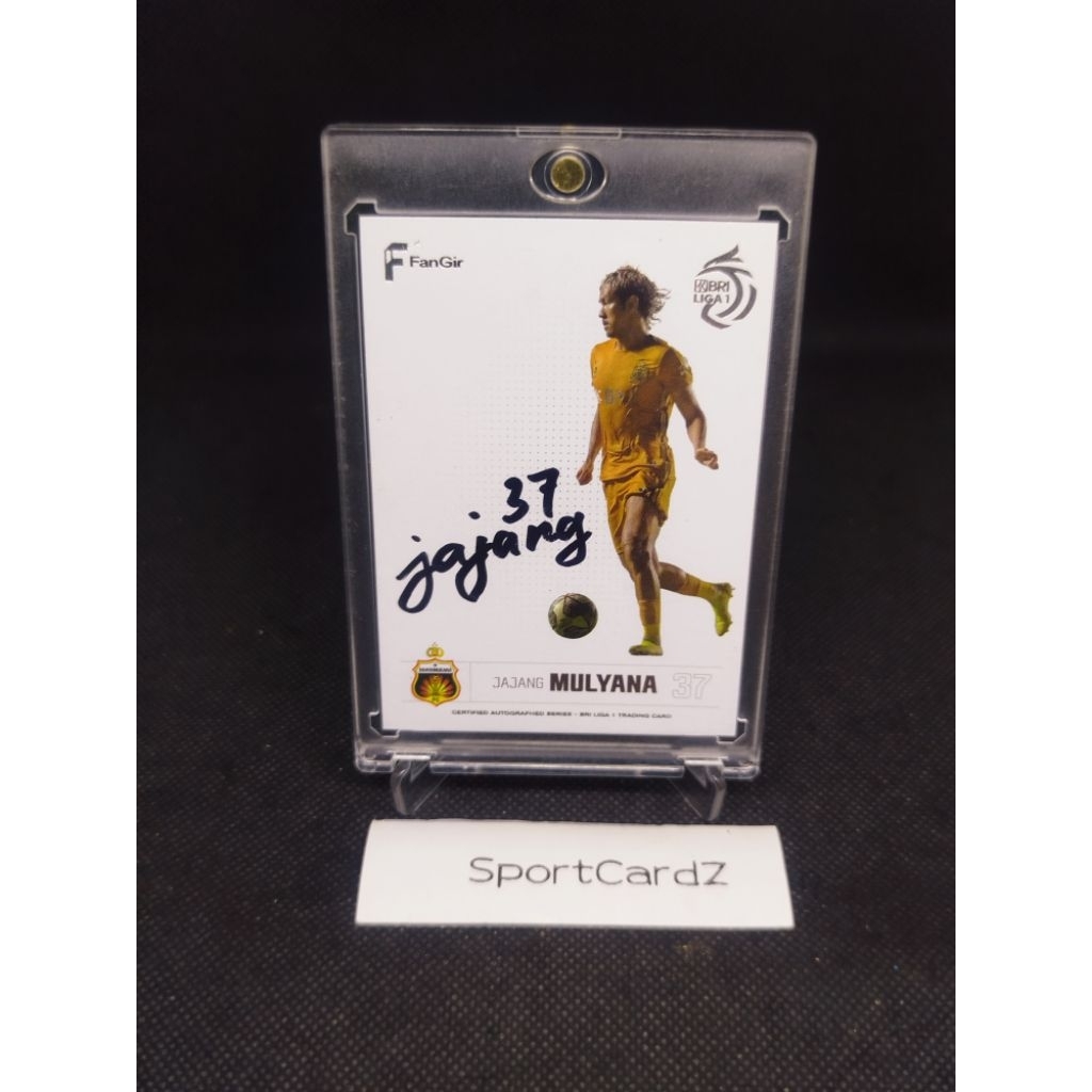(Kartu agak tebal) Kartu Bola 2021-22 Fangir BRI Liga 1 Autograph /500 Jajang Mulyana Bhayangkara FC