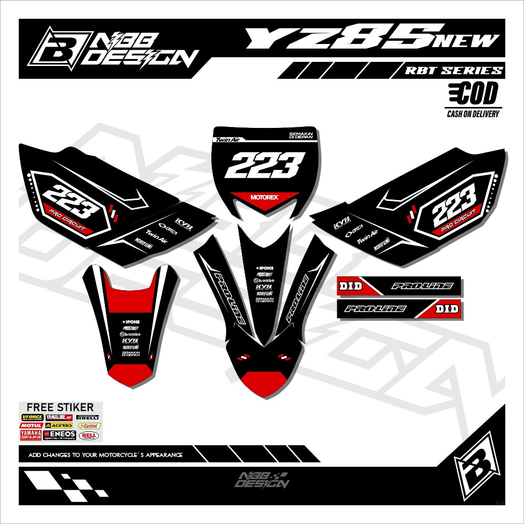 (COD) Stiker Decal YZ 85 New - Striping YZ 85 NEW KX85 GTX85 BEBEK MODIF Motif Racing Terbaru N 25.0