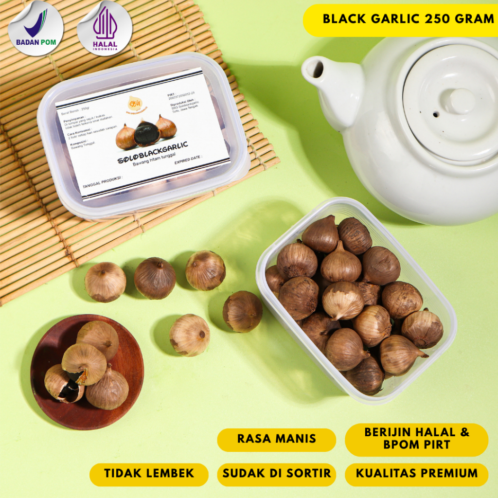 SBG Black Garlic Solo Bawang Hitam Tunggal Premium 250GRAM - Bawang Hitam Lanang