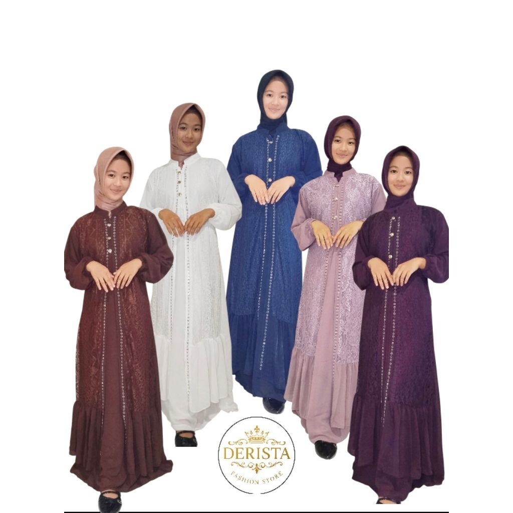 Kanaya Dress Gamis Brokat || Ceruty babydoll mix brokat