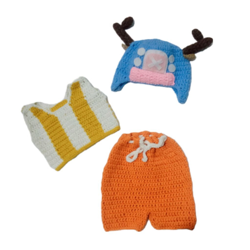 santari crochet baju rajut bayi cosplay kostum tony chopper one piece baby boy newborn photoshoot bi