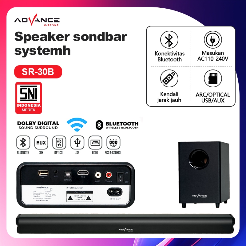 Advanve Speaker SR-30B  Speaker Soundbar Plus Subwoofer 40W  Speaker Soundbar simbadda