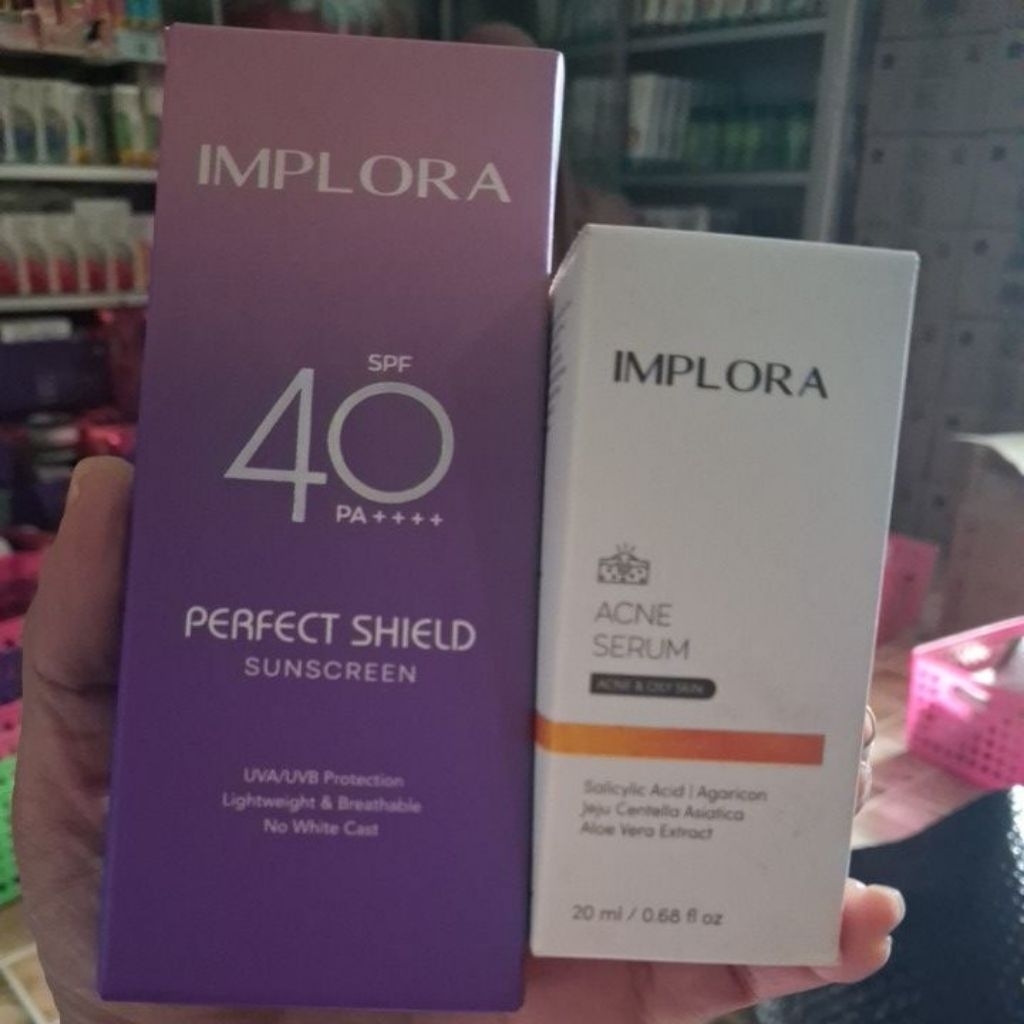 Paket Implora SunScreen spf 40 pA +++  + Implora Serum Acne  20 mll