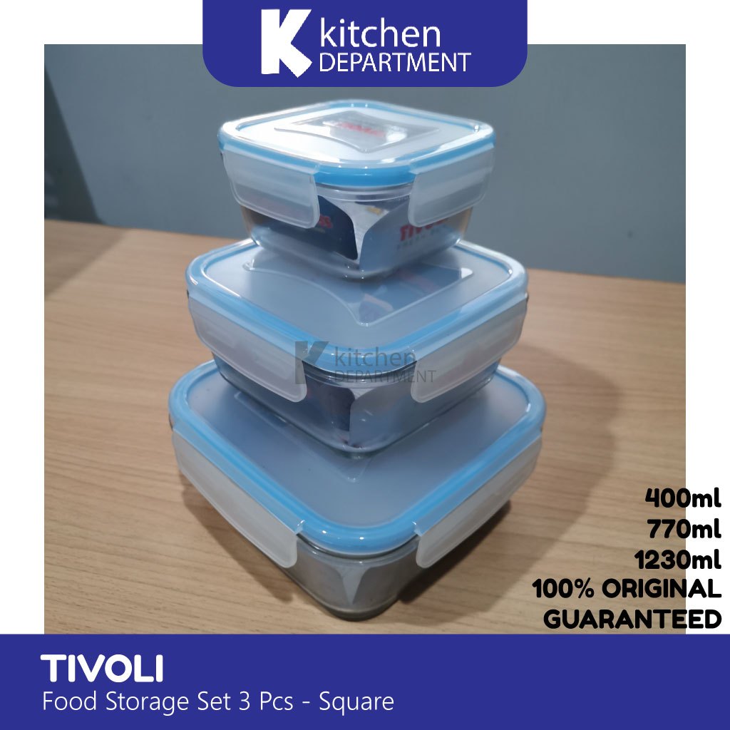 Tivoli Food Container Square | Toples Kedap Udara - Food Container Kulkas - Tempat Makanan Tertutup