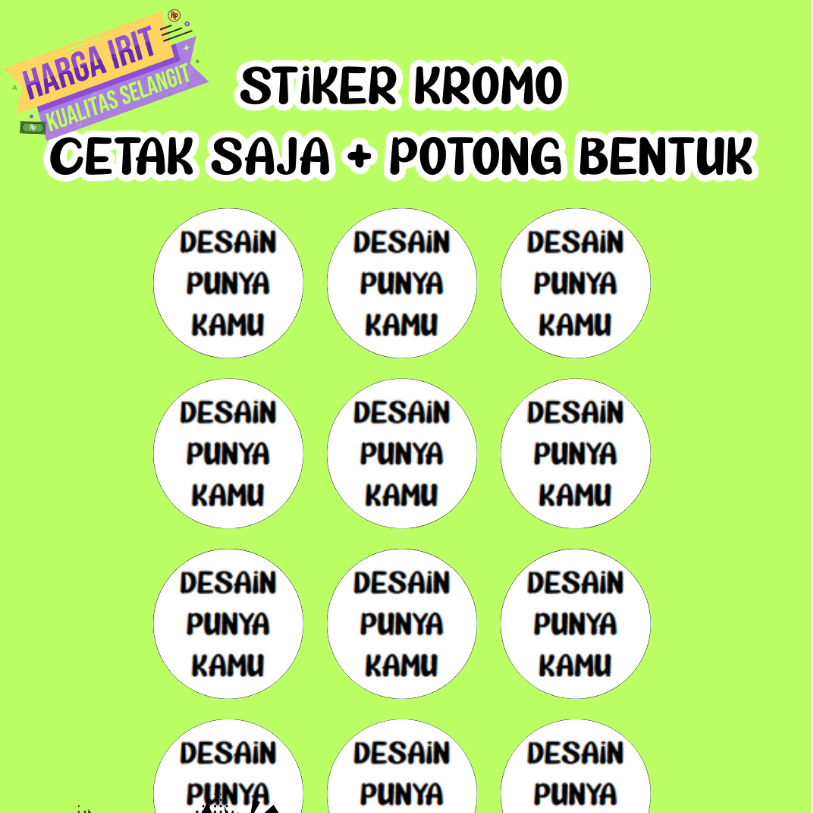 Jasa Cetak & Cutting Stiker Kromo / Chromo A3+ Label Kemasan Produk Makanan Ringan grosiran