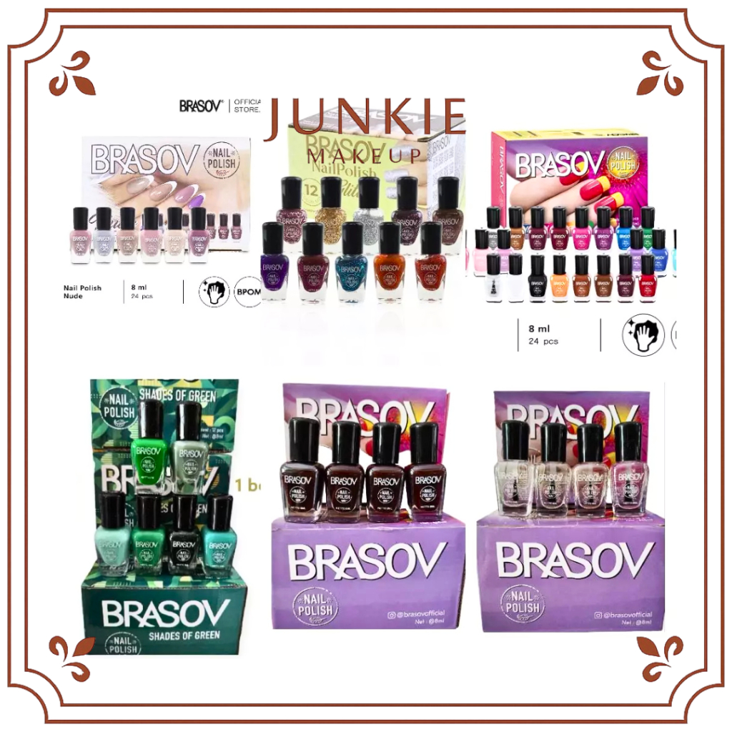 Brasov Kutek 1 Box 12 Pcs /  Brasov Kutek Maroon 101 / Brasov Nail Polish BPOM / BRASOV Kutek Cat Ku