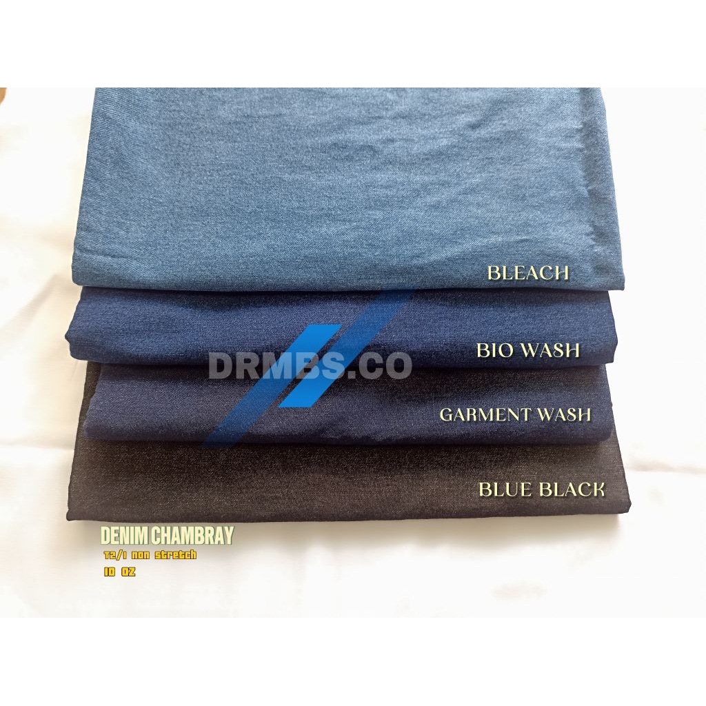 DRMBS.CO BAHAN DENIM CHAMBRAY WASH 10 Oz NON STRETCH JEANS DENIM 10 Oz  WASHING KEMEJA ROK CELANA KU
