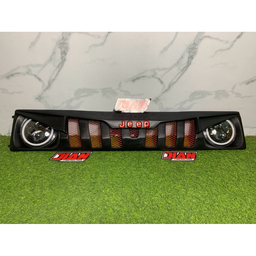 Grill Angry Bird Jimny Katana Lampu Bulat + Lampu Daymaker grill jmny katana custom angri bird lampu