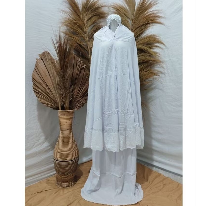 Mukenah rayon press bawah || Mukena adem jumbo khusus hitam dan putih