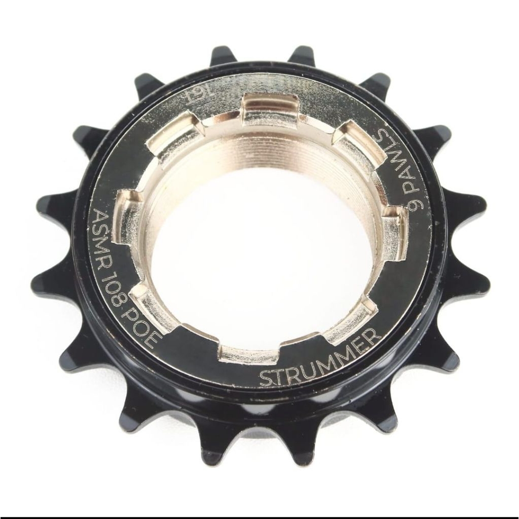 Freewheel Gir Gear Kriwil Strummer ASMR 108 POE 9 Pawl 16T 1 Speed Black Chrome Jangkrik Untuk Fixie