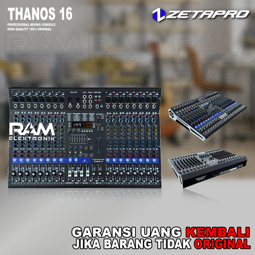 Mixer 16 Channel ZETAPRO THANOS 16 | THANOS16 Bluetooth USB MP3 Original