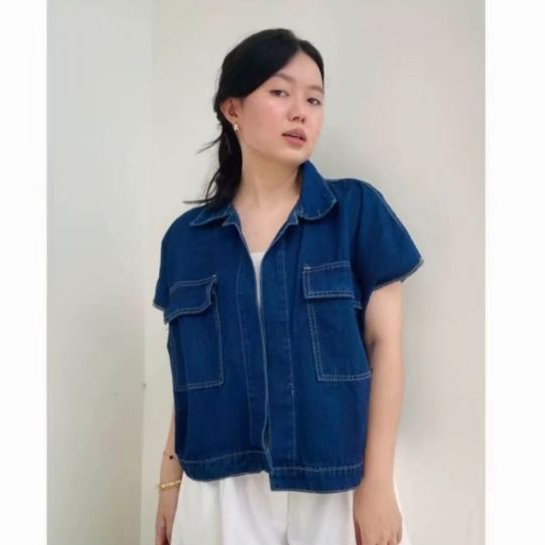 Hot Deals Jacket Jeans Wanita / Jacket Rompi Jeans Denim Oversize Cassandra Oversize Denim Jacket