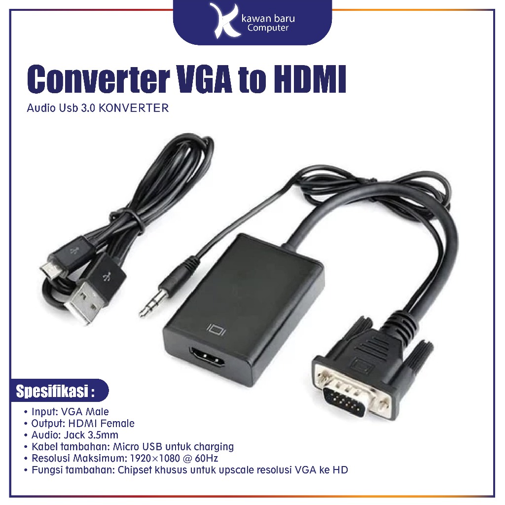 Converter VGA to HDMI Audio Usb 3.0 KONVERTER BANDUNG