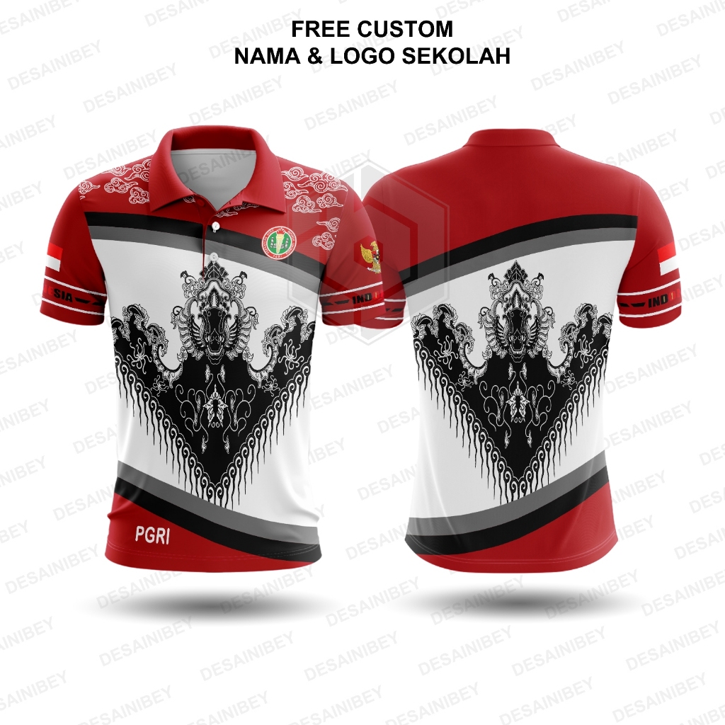 Kaos PGRI Pria Terbaru 2025 / Baju Jersey Batik PGRI Guru Fullprinting Custom Nama