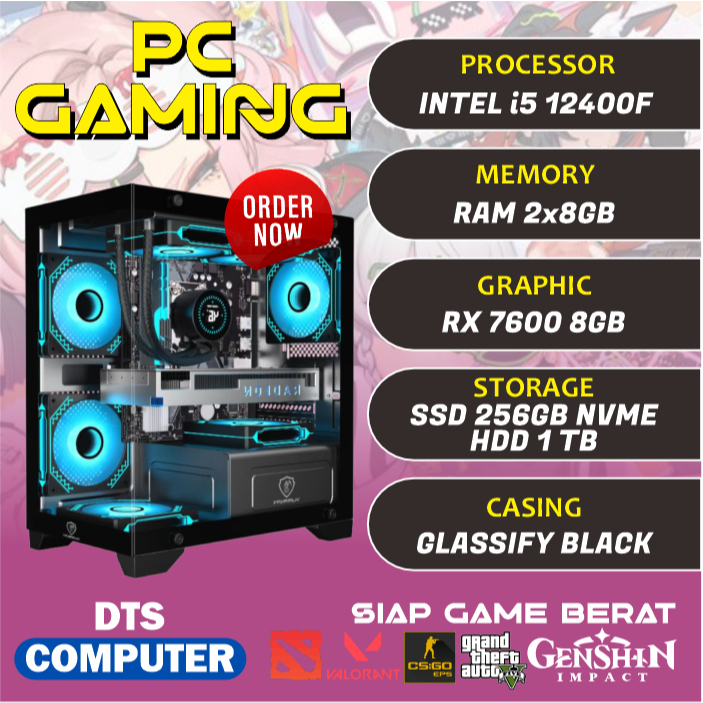 Pc Gaming | Intel i5 12400F | RX 7600 8GB | 16GB RAM | Aio | 256GB