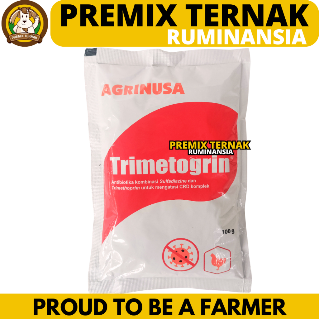 TRIMETOGRIN 100 GRAM - Obat Ayam Ngorok Pilek Snot Kolera Koli Crd komplek - Like Colibact Serbuk